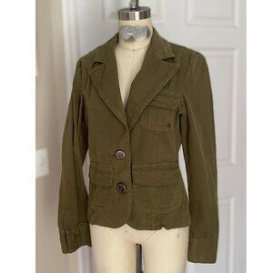 ZARA Olive GREEN Y2K Tailored fit Large Button Slim Blazer Jacket *LARGE*
